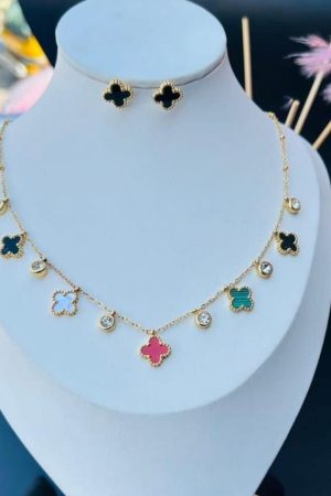 Stone VCA Necklace with Earring