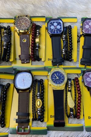 Male Leather Watch Combo